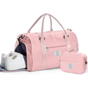 Gym Bag Womens,Travel Duffel Carry on Bag Sport Tote Bag Weekend Overnight Bag(B7-Pink(With Toiletry Bag))