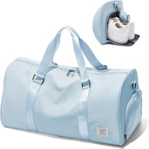 Gym Bag Womens,Travel Duffel Carry on Bag Sport Tote Bag Weekend Overnight Bag(D11-Sky Blue)