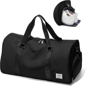 Gym Bag Womens,Travel Duffel Carry on Bag Sport Tote Bag Weekend Overnight Bag(D1-Black)
