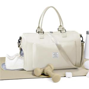Gym Bag Womens,Travel Duffel Carry on Bag Sport Tote Bag Weekend Overnight Bag(G4-Cream White)