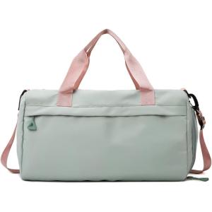 Sports and Travel Bag Fashion Fitness Bag Gym Bag Sport Bag Training Bag Business Trip Bag Large Capacity Overnight Bag(green with powder)