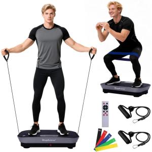 Vibration Plate Machine,180 Speeds Shake Plate for Lymphatic Drainage Weight Loss, Vibrating Fitness Platform 460LB Capacity Whole Body Workout with Bluetooth Home Exercise Gym Equipment for Women Men(Feather Black)