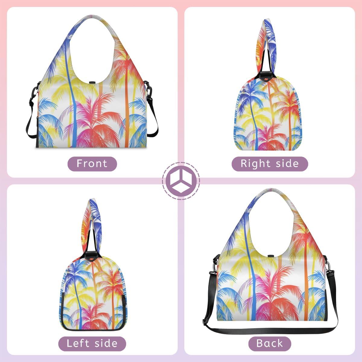 imageColorful Abstract Palm Yoga Gym Bag for Women Men with Shoe Compartment Yoga Mat Bag Large Duffel Bag Sport Tote for Travel Pilates Workout Beach Office
