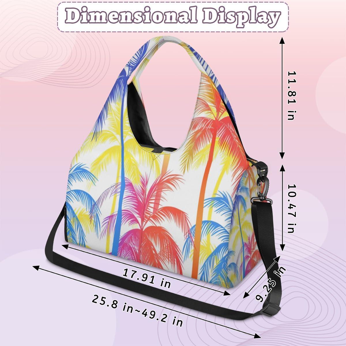 imageColorful Abstract Palm Yoga Gym Bag for Women Men with Shoe Compartment Yoga Mat Bag Large Duffel Bag Sport Tote for Travel Pilates Workout Beach Office