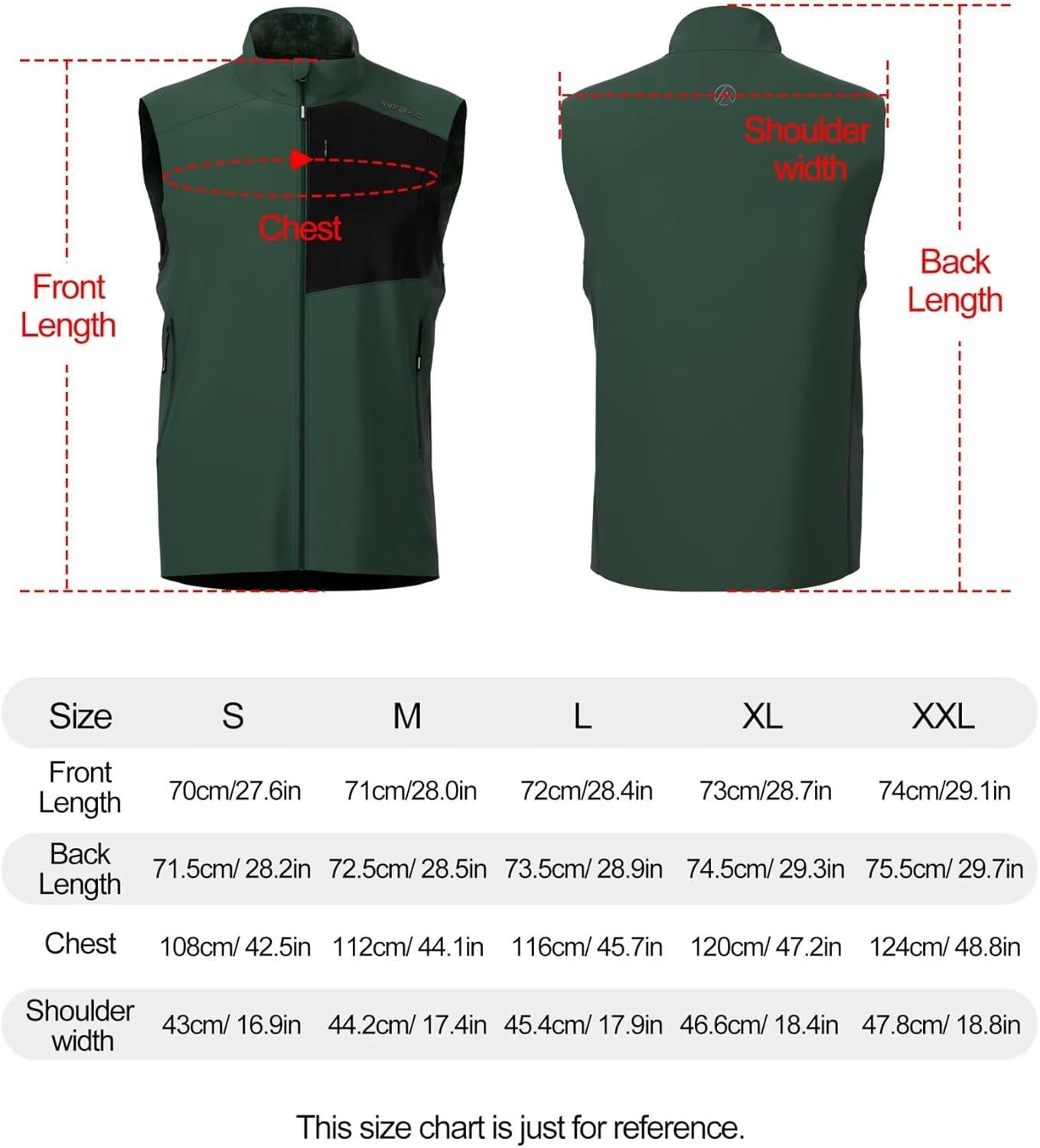 imageLightweight Vest for Men Elastic Softshell Golf Vests Fleece Lined Water resistent Hiking CyclingGreen
