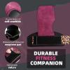 Frelaxy Lifting Wrist Straps Women and Men, Weight Lifting Grips with Cushion Wrist Loop, Double Layer Leather and Storage Pouch, Gym Workout Straps for Deadlift and Powerlifting(Purple/Leopard)