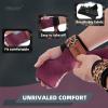 Frelaxy Lifting Wrist Straps Women and Men, Weight Lifting Grips with Cushion Wrist Loop, Double Layer Leather and Storage Pouch, Gym Workout Straps for Deadlift and Powerlifting(Purple/Leopard)