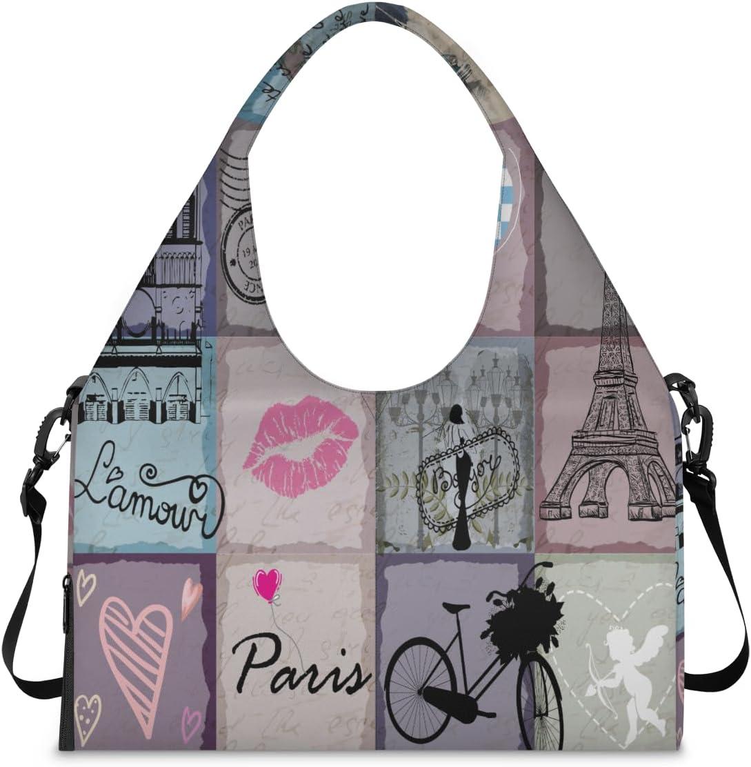 imageTower Truck Letter Yoga Gym Bag for Women Men with Shoe Compartment Yoga Mat Bag Large Duffel Bag Sport Tote for Travel Pilates Workout Beach Office