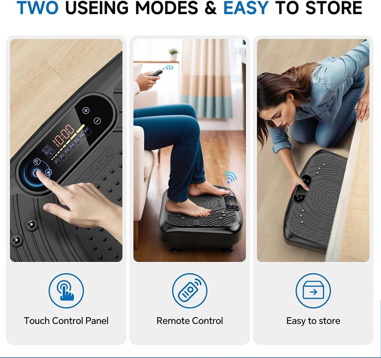 image:imageVibration Plate Exercise Machine 450 Lbs Capacity 199 Speeds Workout Vibrating Plate for Lymphatic Drainage Weight Loss Full Body Shake Platform Machines for Women MenTimber Black