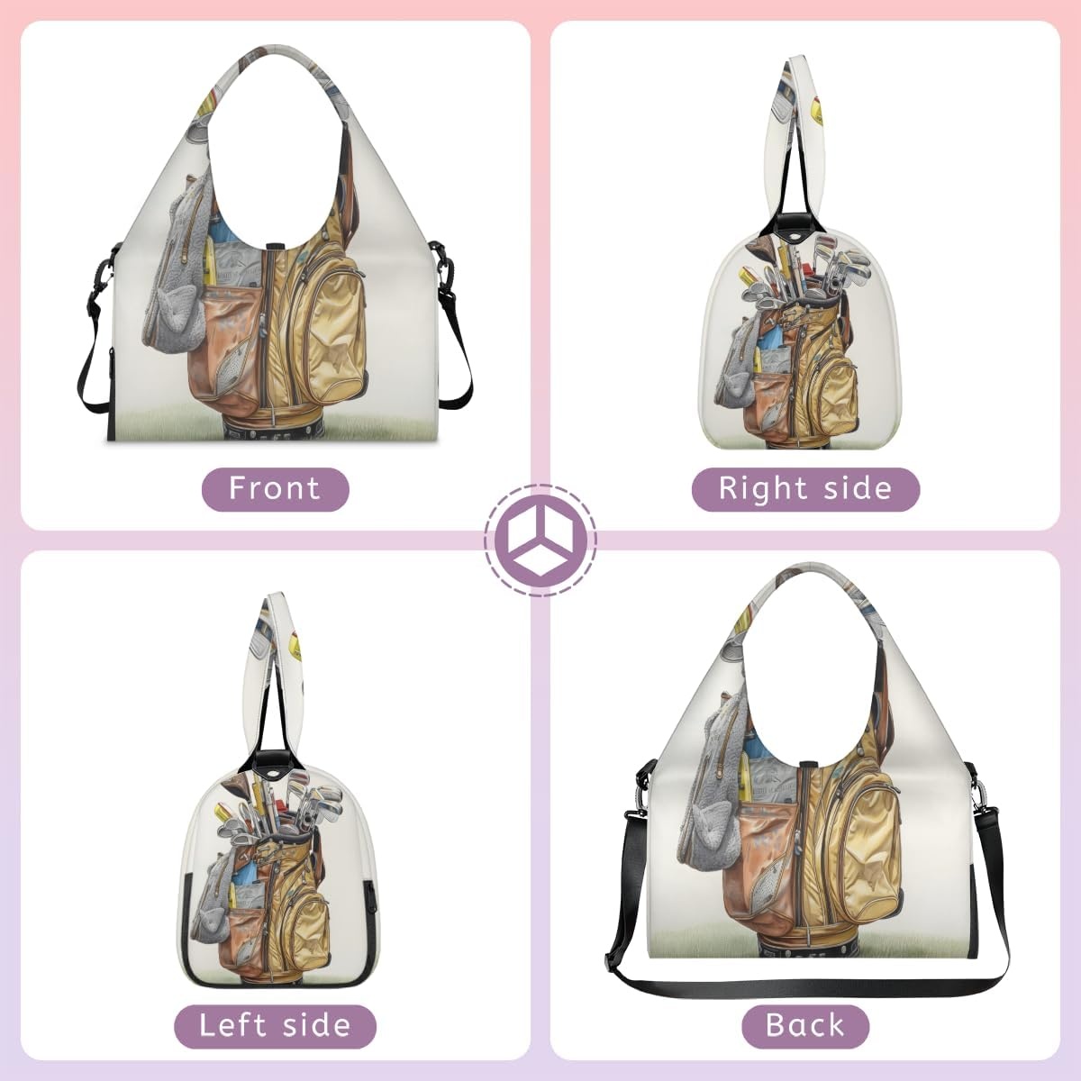 image:imageGolf Club Bag Vintage Yoga Gym Bag for Women Men with Shoe Compartment Yoga Mat Bag Large Duffel Bag Sport Tote for Travel Pilates Workout Beach Office