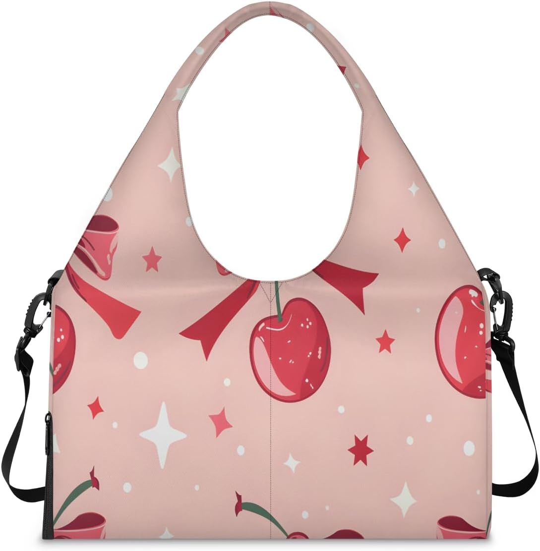 image:imageStars Cherries Yoga Gym Bag for Women Men with Shoe Compartment Yoga Mat Bag Large Duffel Bag Sport Tote for Travel Pilates Workout Beach Office