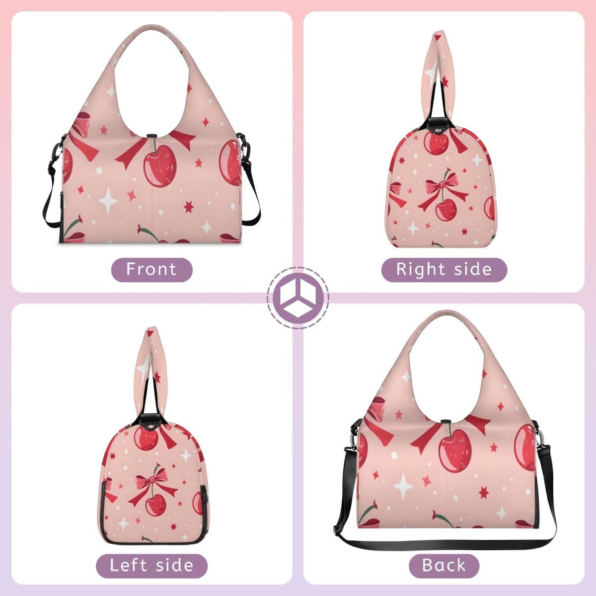 image:imageStars Cherries Yoga Gym Bag for Women Men with Shoe Compartment Yoga Mat Bag Large Duffel Bag Sport Tote for Travel Pilates Workout Beach Office