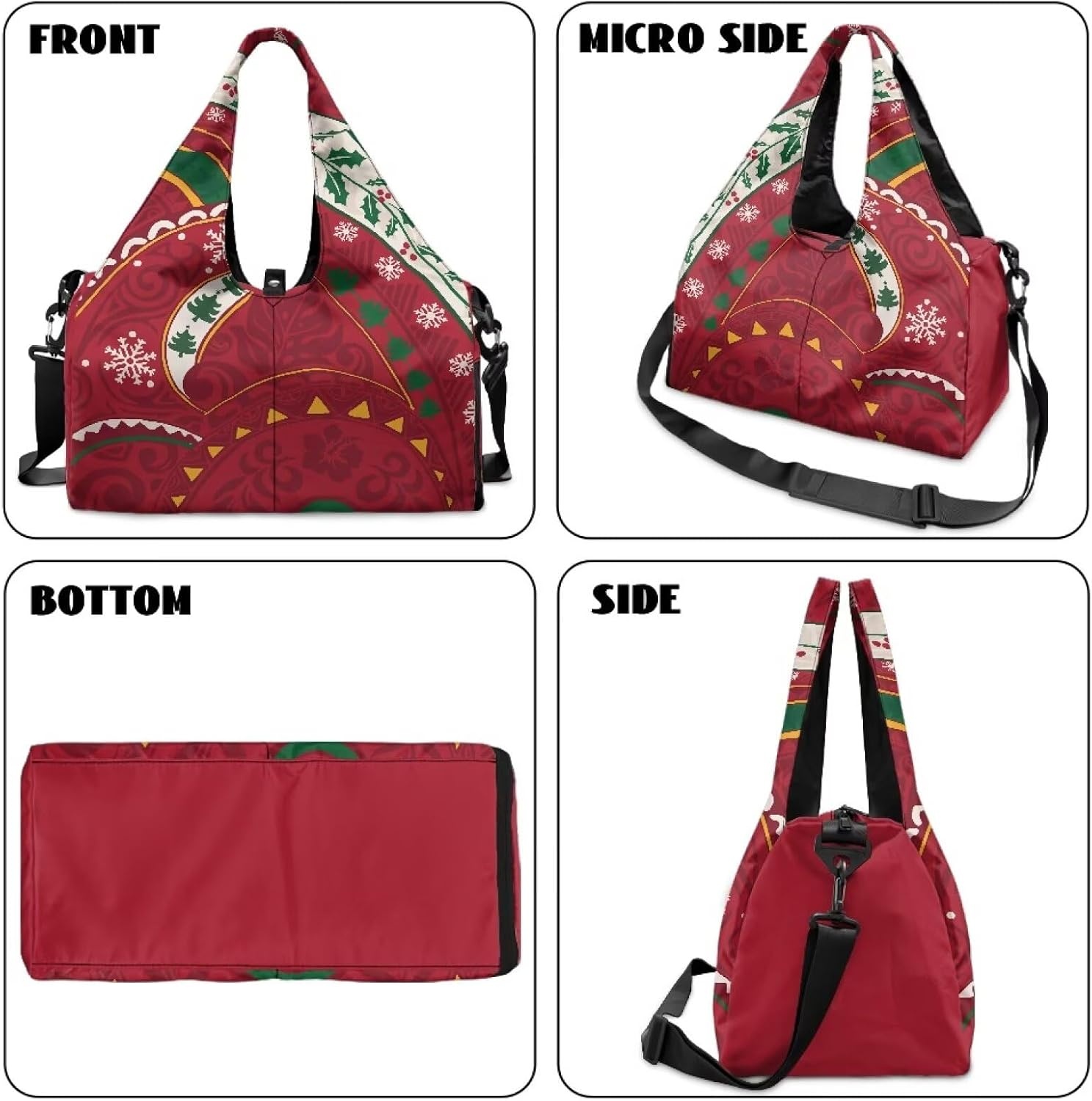 image:imageYoga Gym Bag with Removable Adjustable Shoulder Strap Shoe Compartment amp Top Yoga Mat Holder 1772x866x984inChristmas Polynesian Print