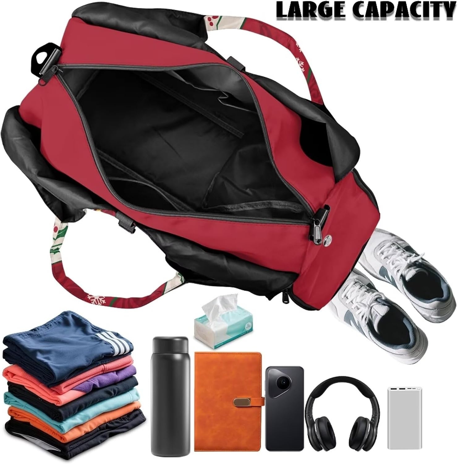 image:imageYoga Gym Bag with Removable Adjustable Shoulder Strap Shoe Compartment amp Top Yoga Mat Holder 1772x866x984inChristmas Polynesian Print