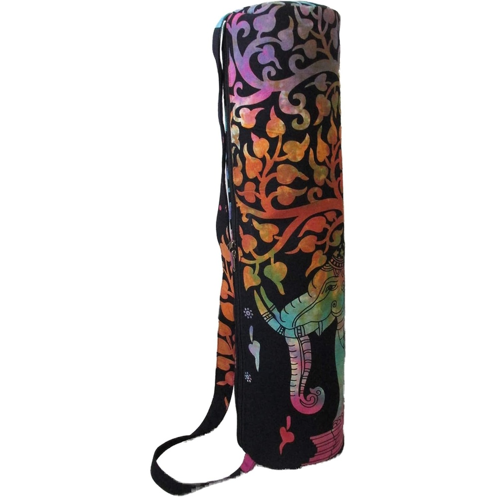 image:imageINDIAN CRAFT CASTLE ICC Yoga Mat Bag Carrier FullZip Exercise Yoga Mat Carry Bag for Women Men with MultiFunctional Storage Pockets and Adjustable Shoulder Strap 26X6 InchesMulti Elephant Flower