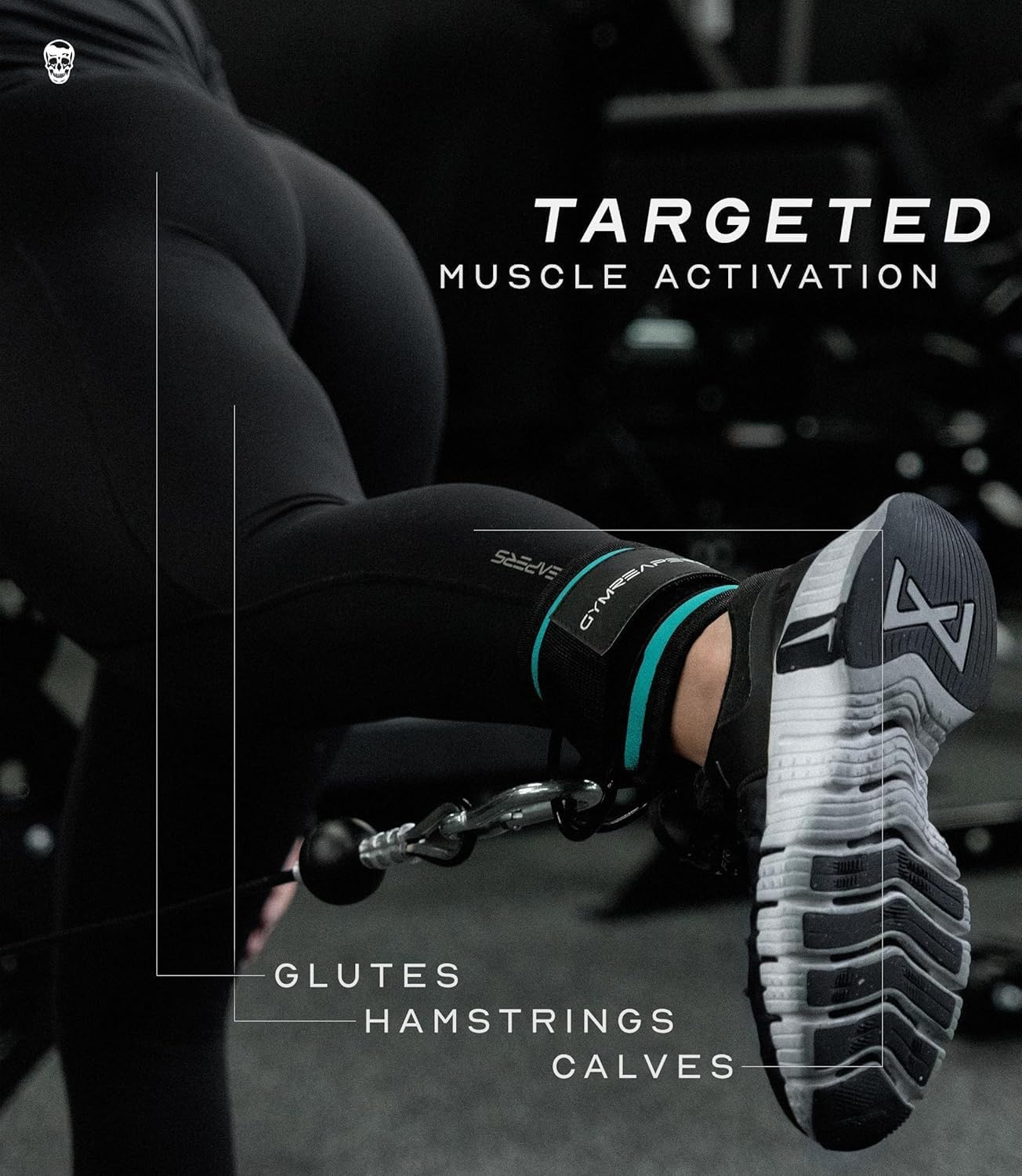 image:imageGymreapers Ankle Straps For Cable Machine Kickbacks Glute Workouts Lower Body Exercises Adjustable Leg Straps with Neoprene PaddingCyan