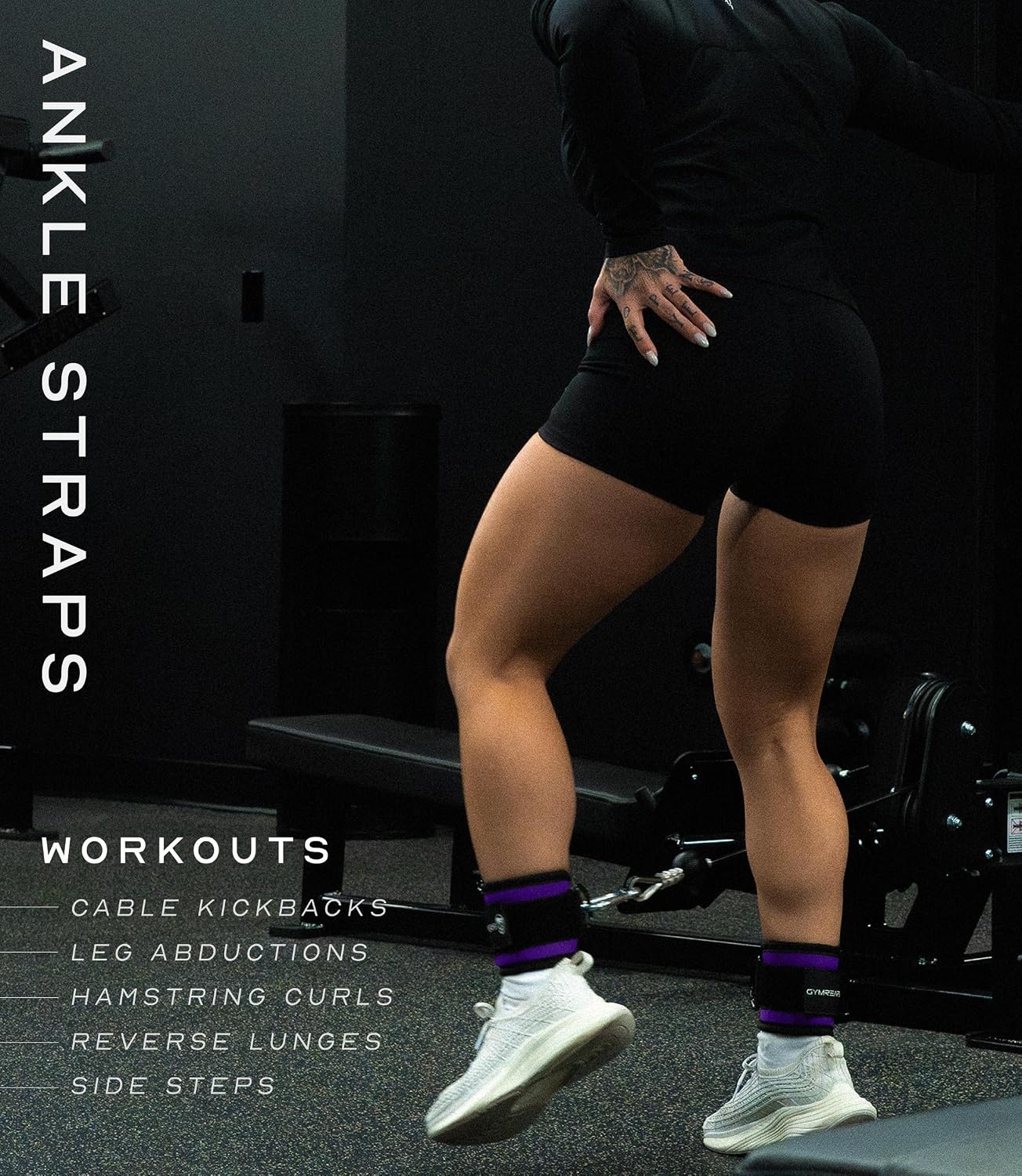 image:imageGymreapers Ankle Straps For Cable Machine Kickbacks Glute Workouts Lower Body Exercises Adjustable Leg Straps with Neoprene PaddingPurple
