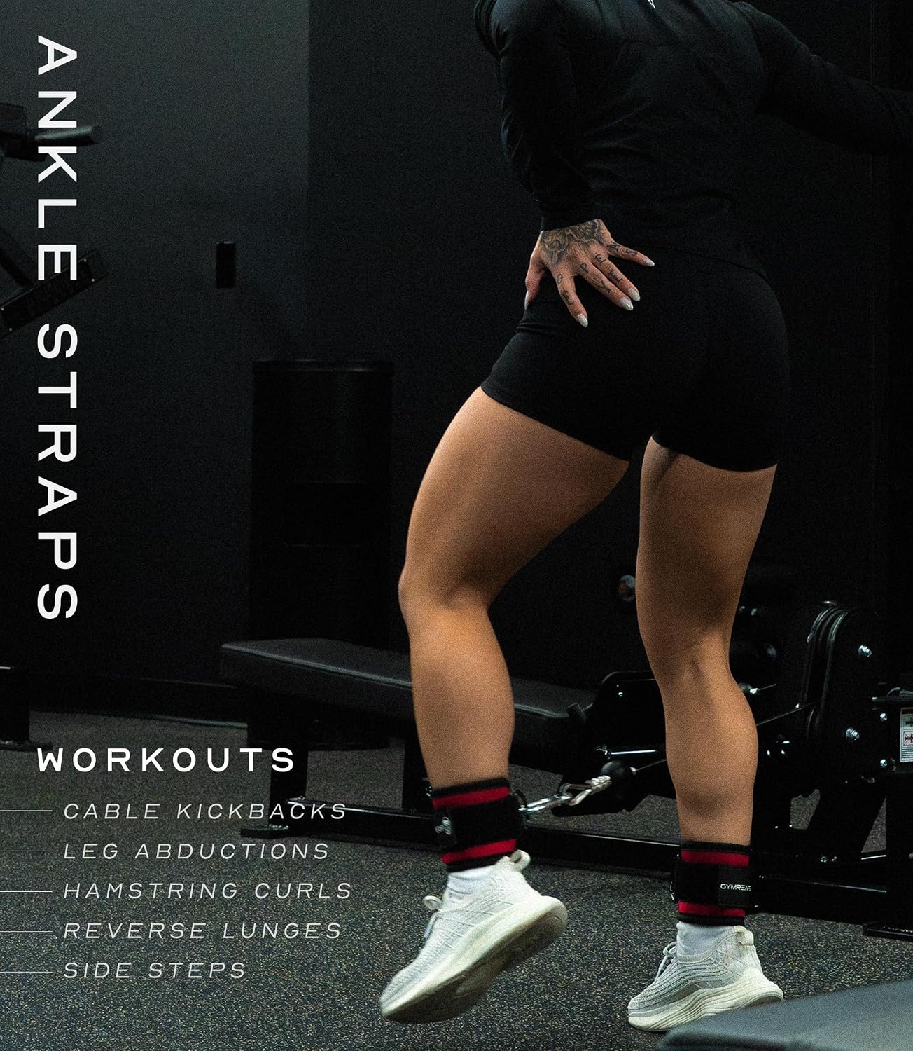 image:imageGymreapers Ankle Straps For Cable Machine Kickbacks Glute Workouts Lower Body Exercises Adjustable Leg Straps with Neoprene PaddingRed
