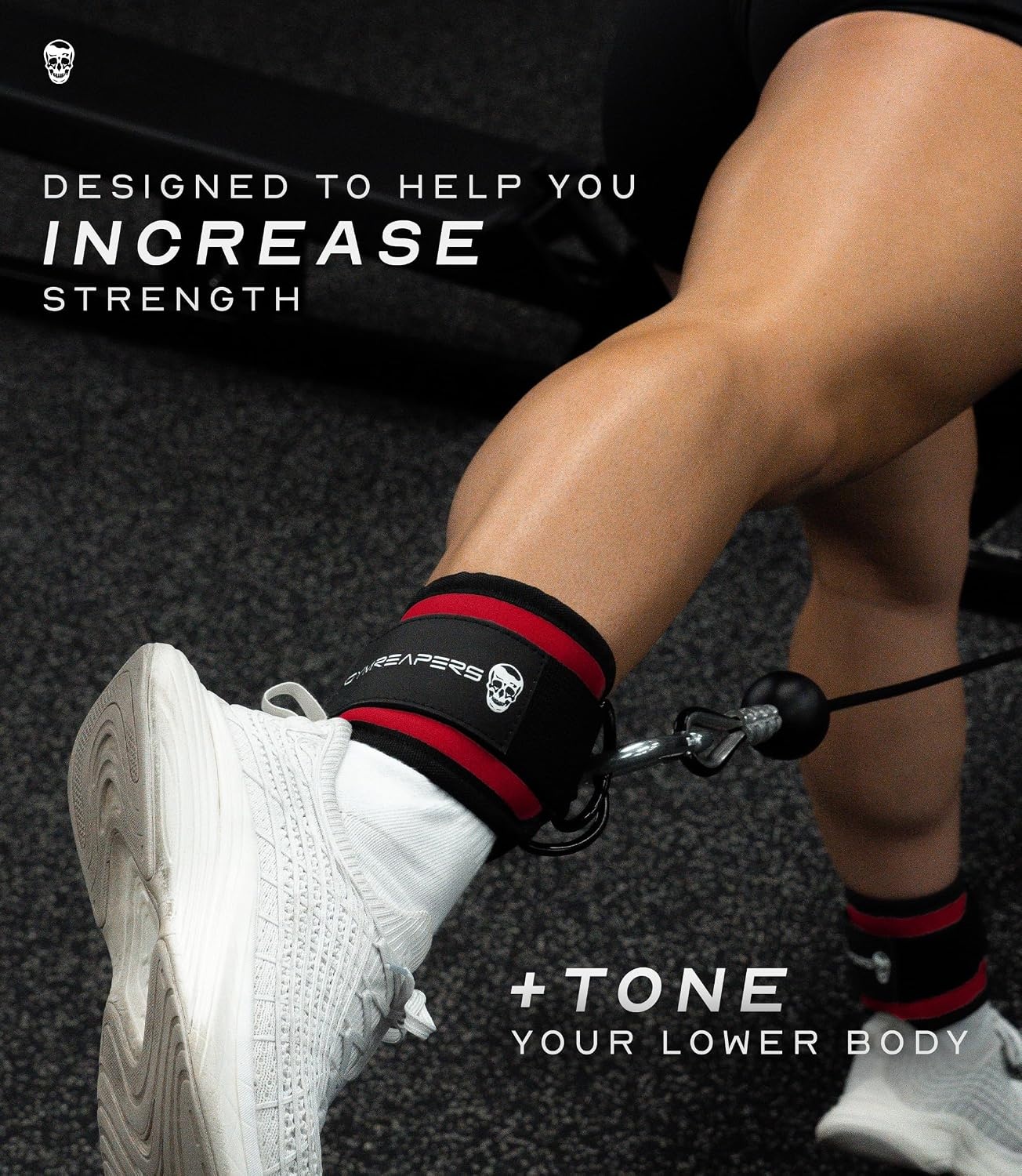 image:imageGymreapers Ankle Straps For Cable Machine Kickbacks Glute Workouts Lower Body Exercises Adjustable Leg Straps with Neoprene PaddingRed