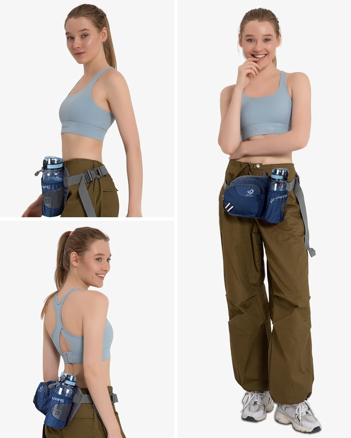 image:imageWATERFLY Fanny Pack Waist Bag Waist Pack for Women Men with Water Bottle Holder Hiking Fanny Pack for Running Walking DogWalking Travel CyclingSapphire Blue