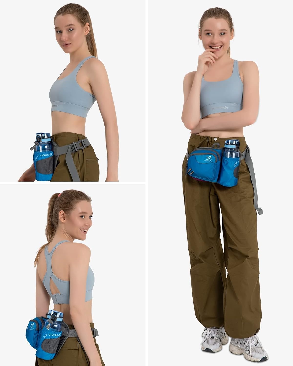 image:imageWATERFLY Fanny Pack Waist Bag Waist Pack for Women Men with Water Bottle Holder Hiking Fanny Pack for Running Walking DogWalking Travel Cyclingblue