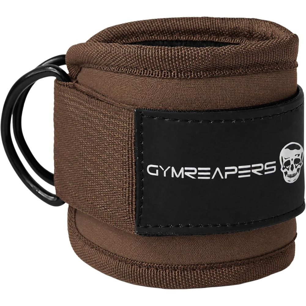 image:imageGymreapers Ankle Straps For Cable Machine Kickbacks Glute Workouts Lower Body Exercises  Adjustable Leg Straps with Neoprene PaddingBrown