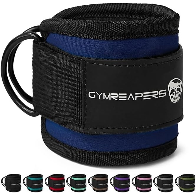 image:imageGymreapers Ankle Straps For Cable Machine Kickbacks Glute Workouts Lower Body Exercises  Adjustable Leg Straps with Neoprene PaddingCobalt