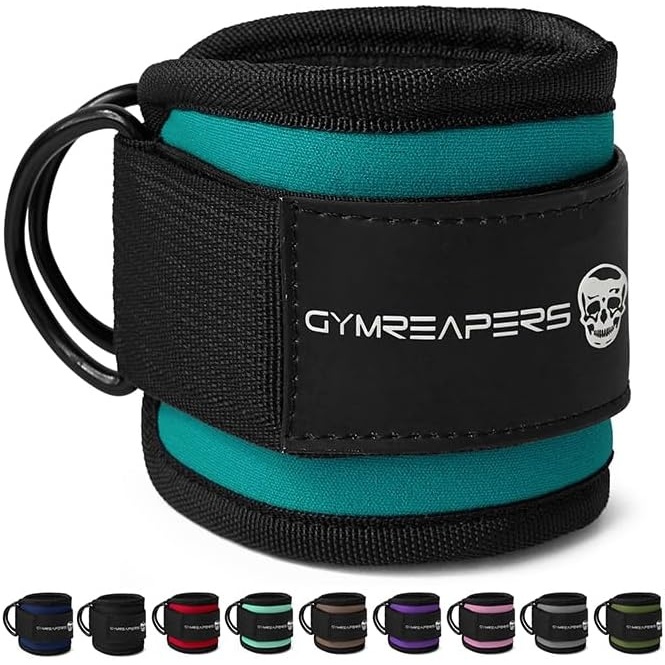 image:imageGymreapers Ankle Straps For Cable Machine Kickbacks Glute Workouts Lower Body Exercises  Adjustable Leg Straps with Neoprene PaddingCyan