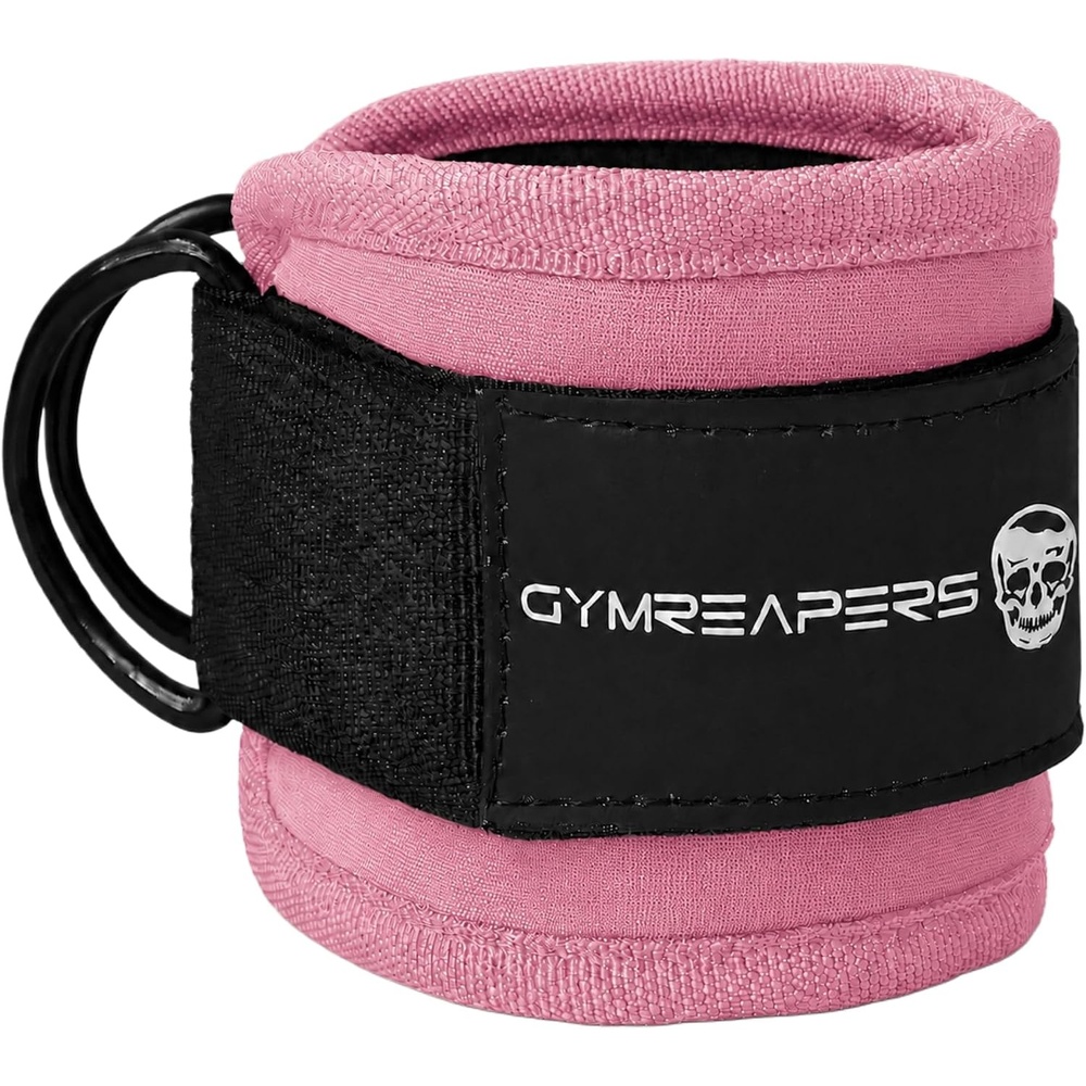 image:imageGymreapers Ankle Straps For Cable Machine Kickbacks Glute Workouts Lower Body Exercises Adjustable Leg Straps with Neoprene PaddingLight Pink