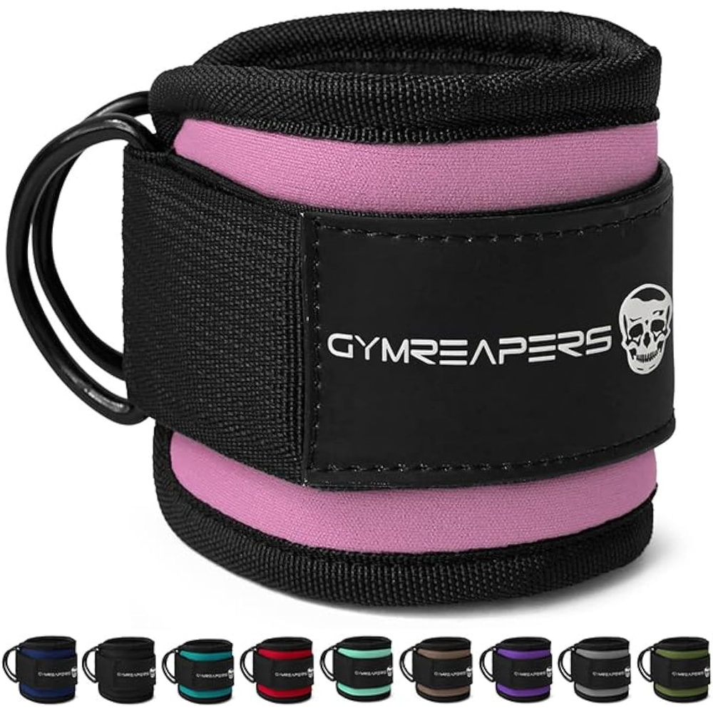 image:imageGymreapers Ankle Straps For Cable Machine Kickbacks Glute Workouts Lower Body Exercises  Adjustable Leg Straps with Neoprene PaddingPink