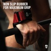 Gymreapers Weight Lifting Grips (Pair) for Heavy Powerlifting, Deadlifts, Rows, Pull Ups, with Neoprene Padded Wrist Wraps Support and Strong Rubber Gloves or Straps for Bodybuilding(Red)