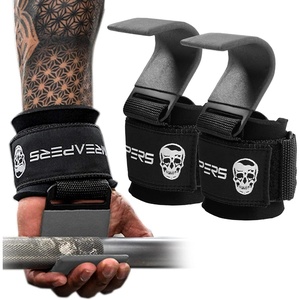 Gymreapers Weight Lifting Hooks (Pair), Heavy Duty Power Wrist Straps Hand Grip Support For Deadlifts, Pull Ups, Shrugs – Gym Gloves For Men and Women(Gray)