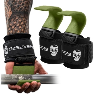 Gymreapers Weight Lifting Hooks (Pair), Heavy Duty Power Wrist Straps Hand Grip Support For Deadlifts, Pull Ups, Shrugs – Gym Gloves For Men and Women(OD Green)
