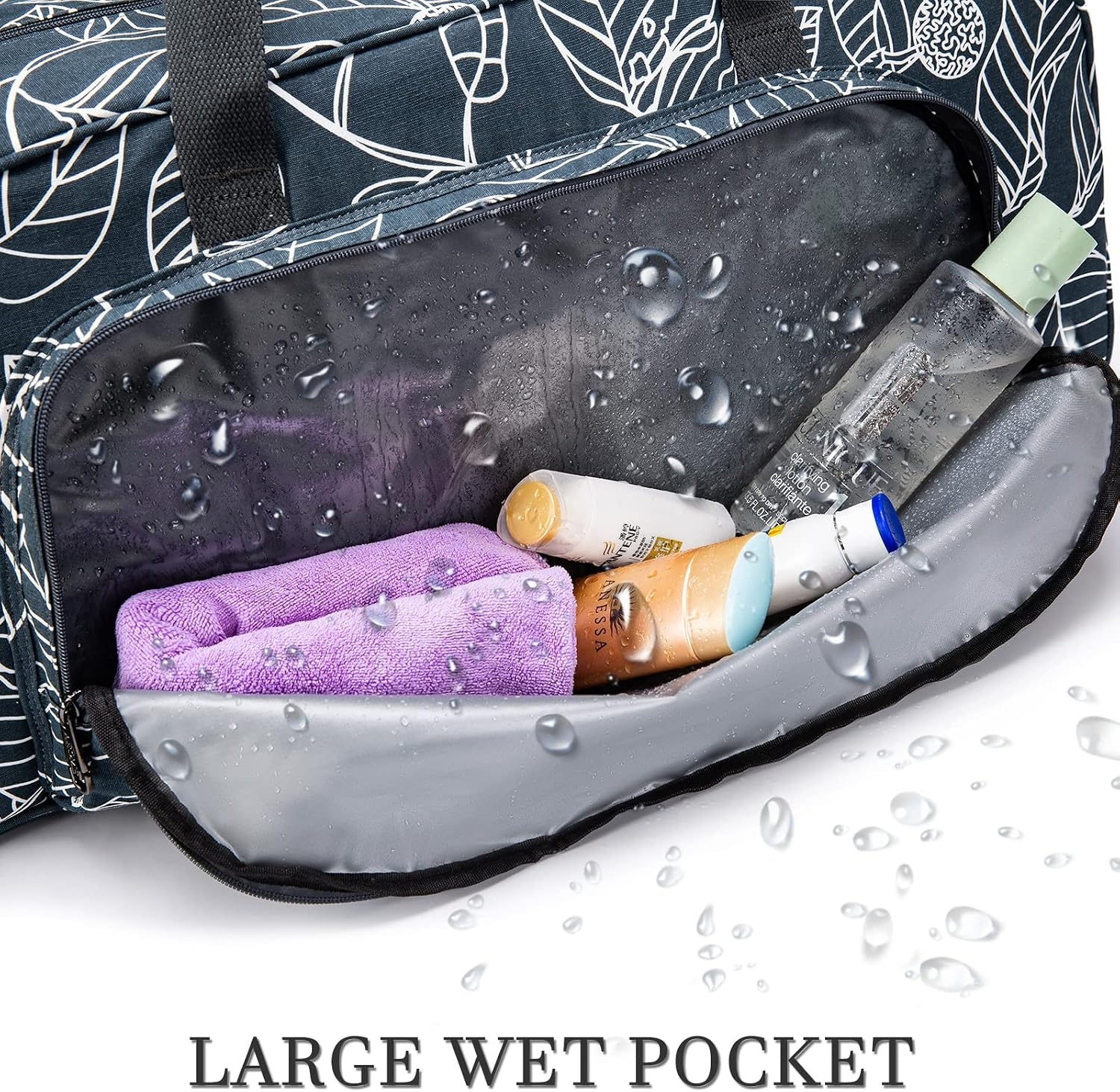 image:imageAROME Yoga Mat Bag for Women Men Large Canvas Yoga Bag Gym ToteBlue Leaf