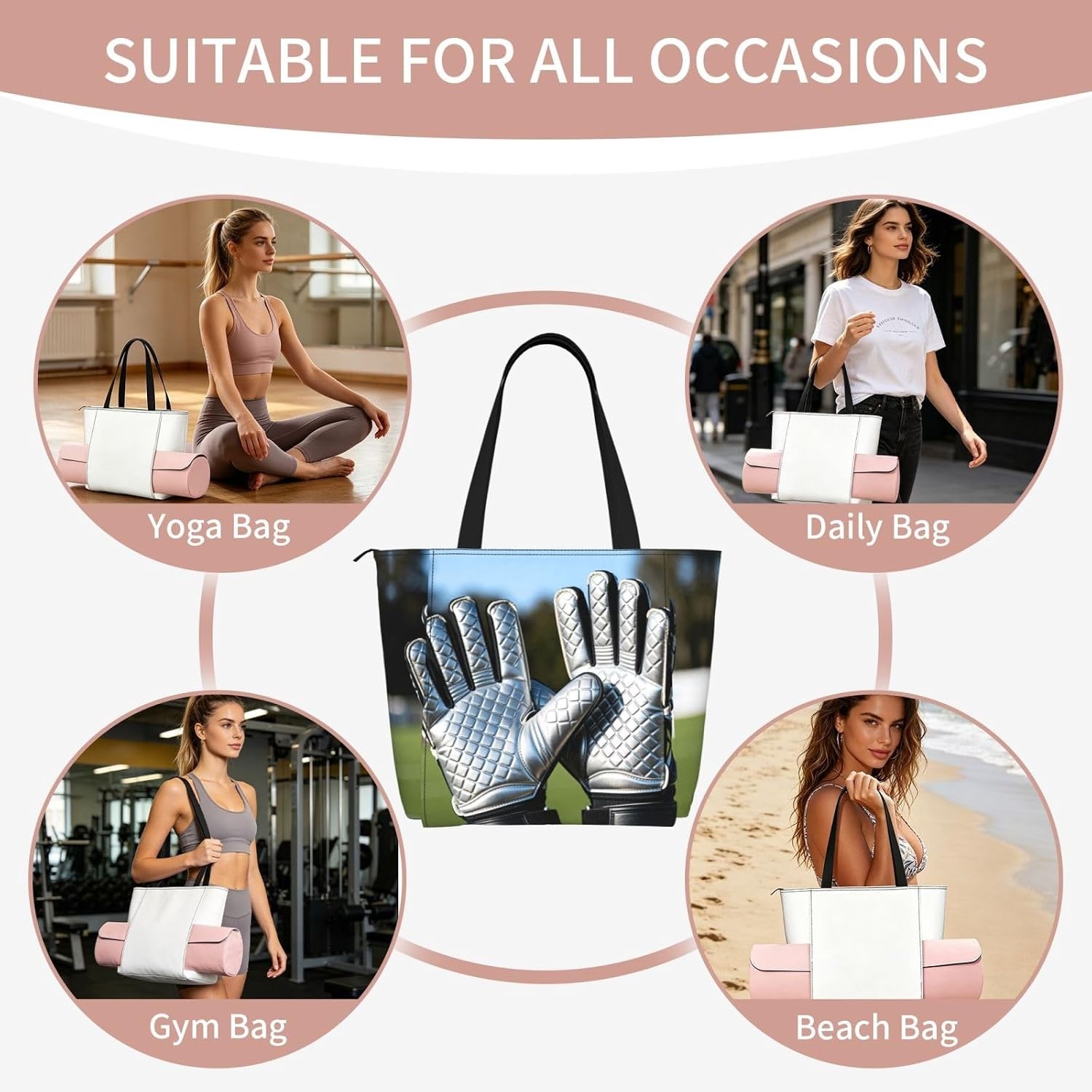 image:imageGoalie Gloves Pair WomenS Yoga BagLarge Gym Tote With Yoga Mat Holder Lightweight Shoulder Bag For Workout Travel Beach