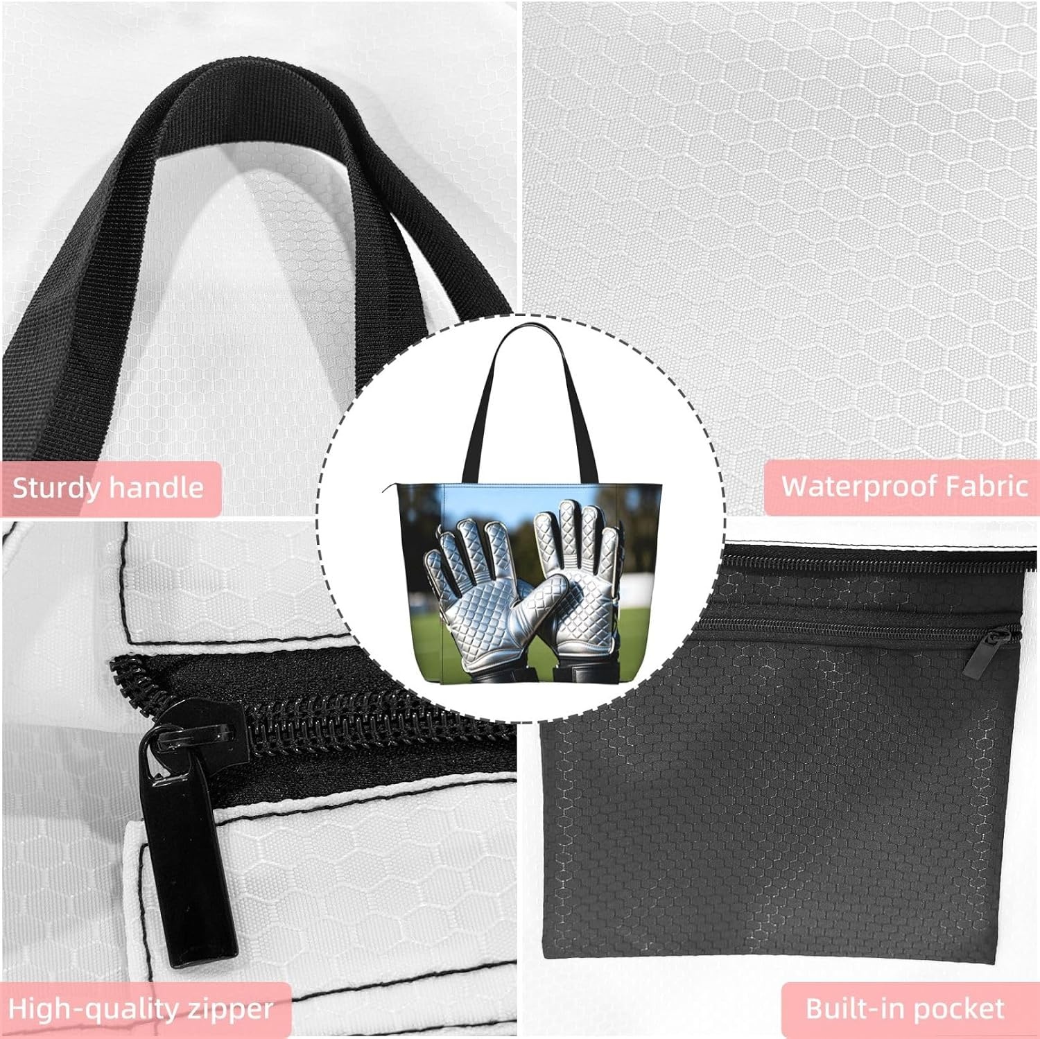 image:imageGoalie Gloves Pair WomenS Yoga BagLarge Gym Tote With Yoga Mat Holder Lightweight Shoulder Bag For Workout Travel Beach