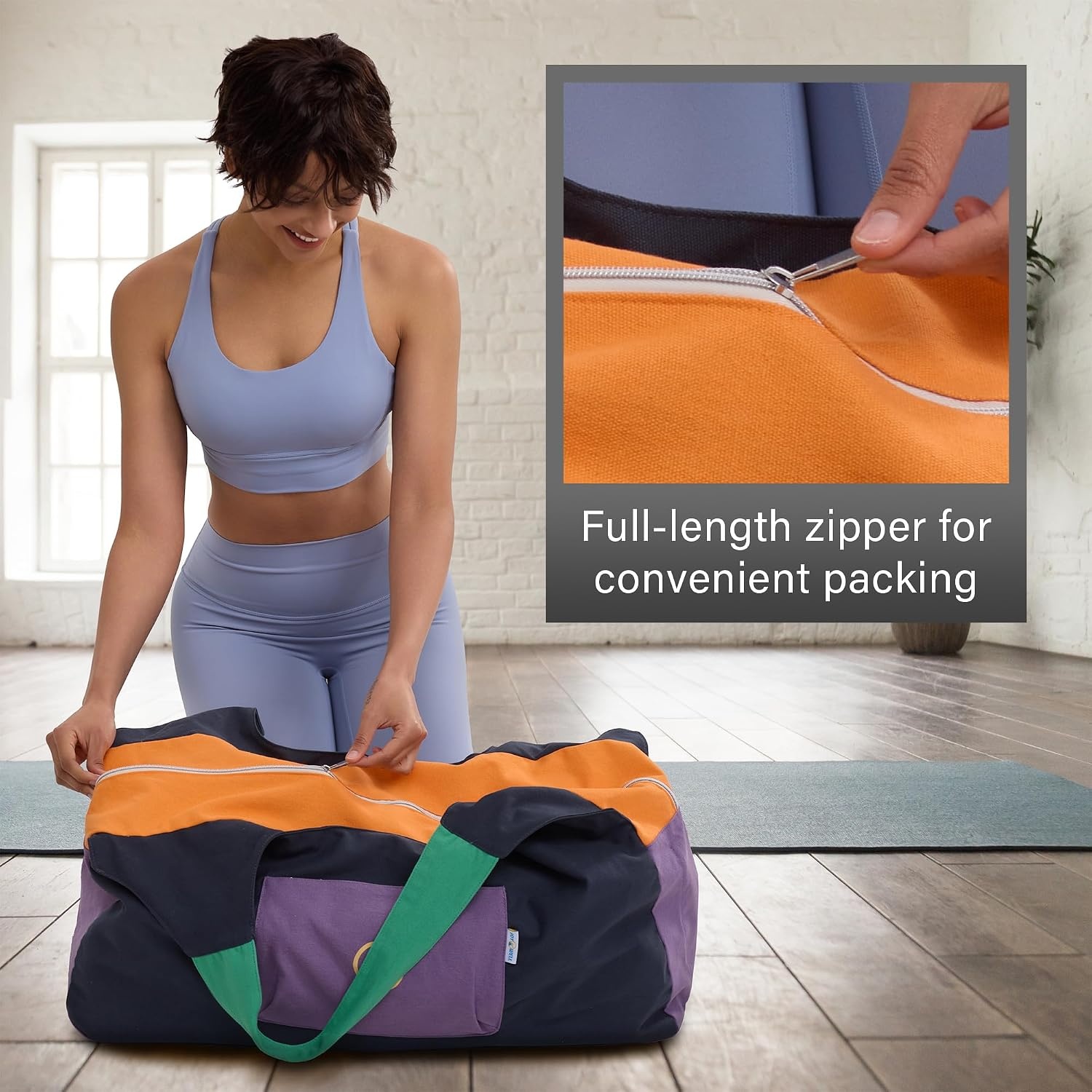 image:imageJoYnWell Yoga Bags and Carriers Fits All Your Stuff Extra Large Yoga Mat Bag Full Zip Yoga Mat Bag with 3 Zipper pocketsBlackMulticolor