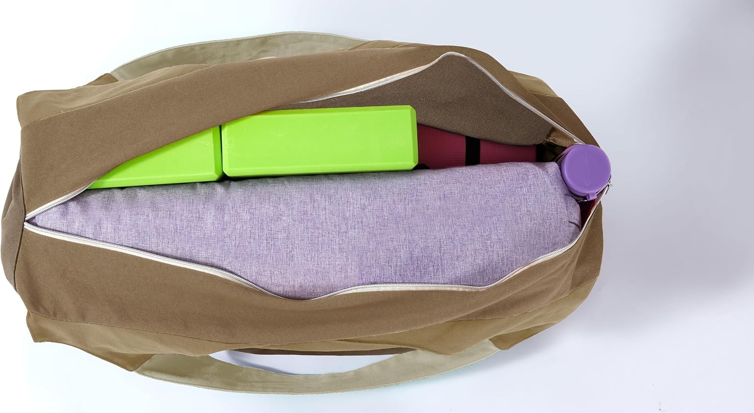 image:imageJoYnWell Yoga Bags and Carriers Fits All Your Stuff Extra Large Yoga Mat Bag Full Zip Yoga Mat Bag with 3 Zipper pocketsPickleKhaki