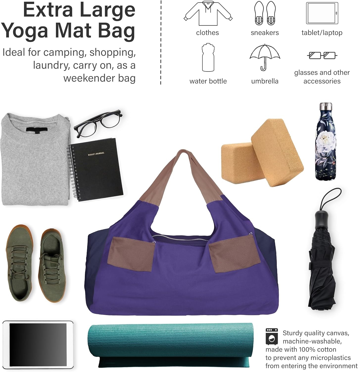 image:imageJoYnWell Yoga Bags and Carriers Fits All Your Stuff Extra Large Yoga Mat Bag Full Zip Yoga Mat Bag with 3 Zipper pocketsRaisinPurple