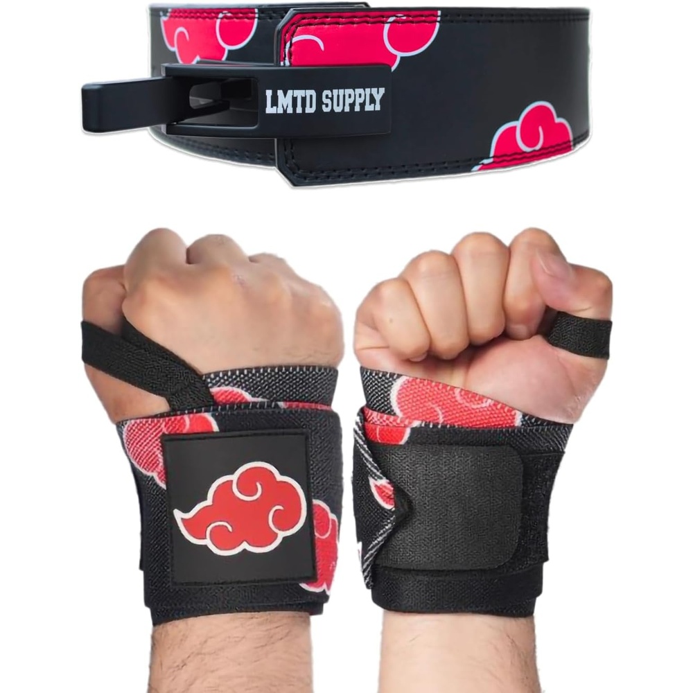 image:imageAnime Lever Belt Weight Lifting Belt Heavy Duty Powerlifting Weightlifting Gym Belt for Deadlifts Squats Back SupportRed Akat Cloud Belt  Wrist Wrap Set