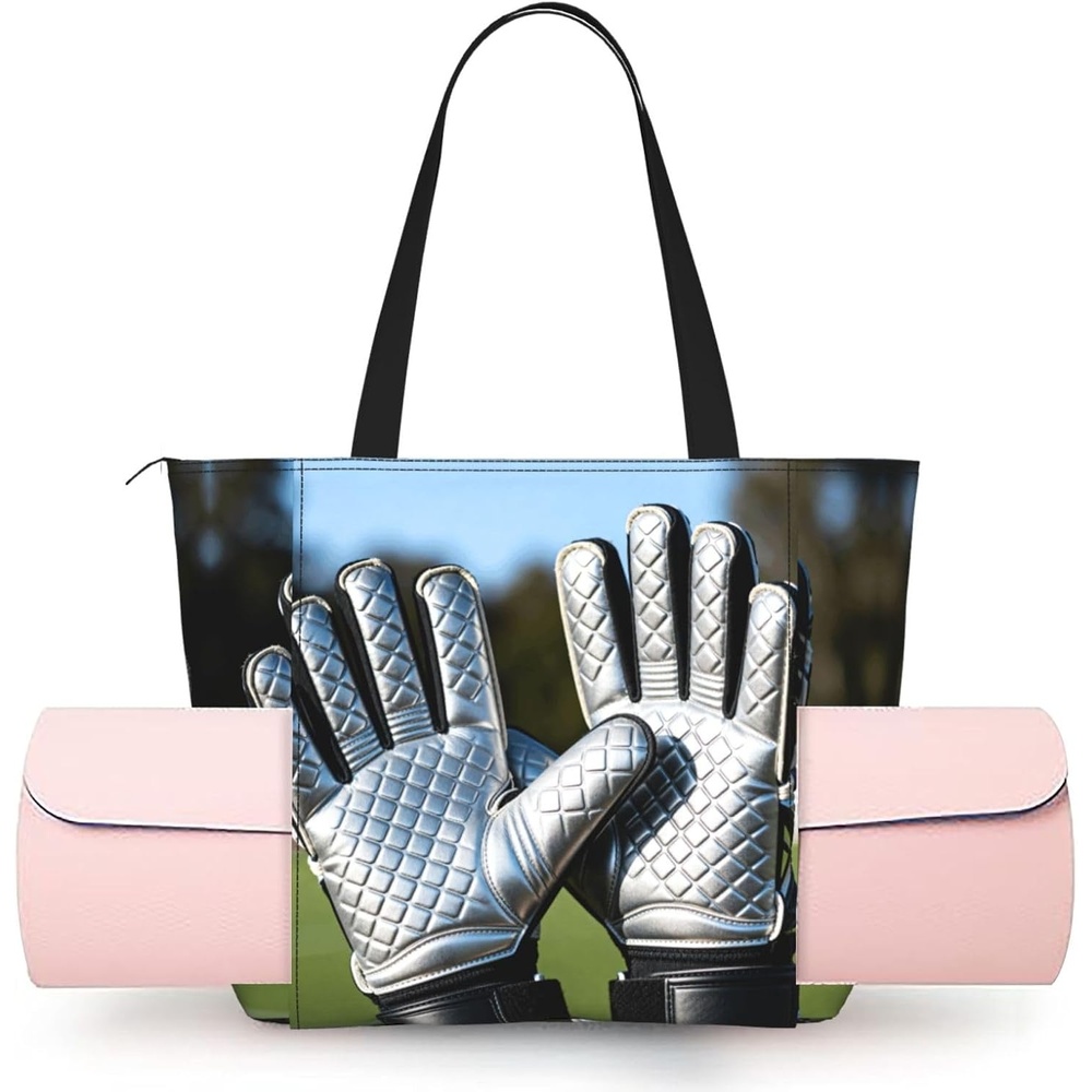 image:imageGoalie Gloves Pair WomenS Yoga BagLarge Gym Tote With Yoga Mat Holder Lightweight Shoulder Bag For Workout Travel Beach