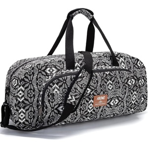 AROME Yoga Mat Bag for Women Men Large Canvas Yoga Bag Gym Tote(Boho Black)