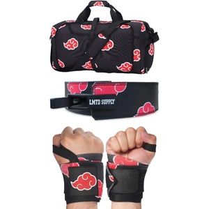 Anime Lever Belt, Weight Lifting Belt, Heavy Duty Powerlifting Weightlifting Gym Belt for Deadlifts Squats Back Support(Red Cloud 3pcs (Belt + Wrist Wrap + Bag Set))