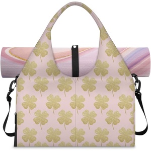 Golden Lucky Grass Women’s yoga bag with shoe compartment,adjustable and detachable shoulder strap,multifunctional yoga mat bag,suitable for travel,Pilates, office,beach,gym and exercise