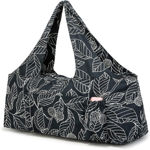 KUAK Extra Large Yoga Mat Bag with Zippered Top & 5 Pockets – Premium Canvas Tote with Yoga Mat Carrying Strap for Pilates, Gym, Fitness Block & Gear(Leaf)