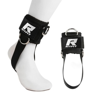 RitFit Kickback Ankle Straps Padded Ankle Strap for Cable Machine,Strong Hook and Loop,Reinforced 3 D-Ring, Adjustable Comfort fit Neoprene – Premium Ankle Cuffs to Enhance Abs, Glute & Leg Workouts(Black)