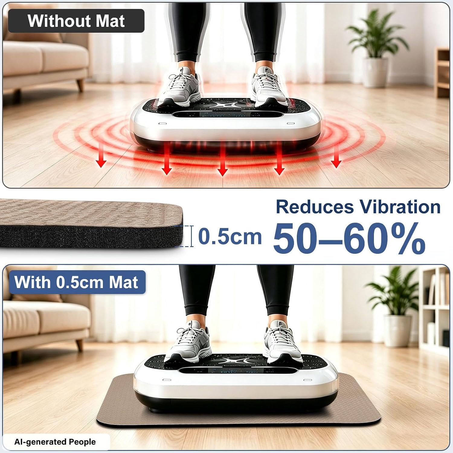image:imageDoubleSided NonSlip Vibration Plate Mat Anti Vibration Mat5MM Thick Champagne Beige