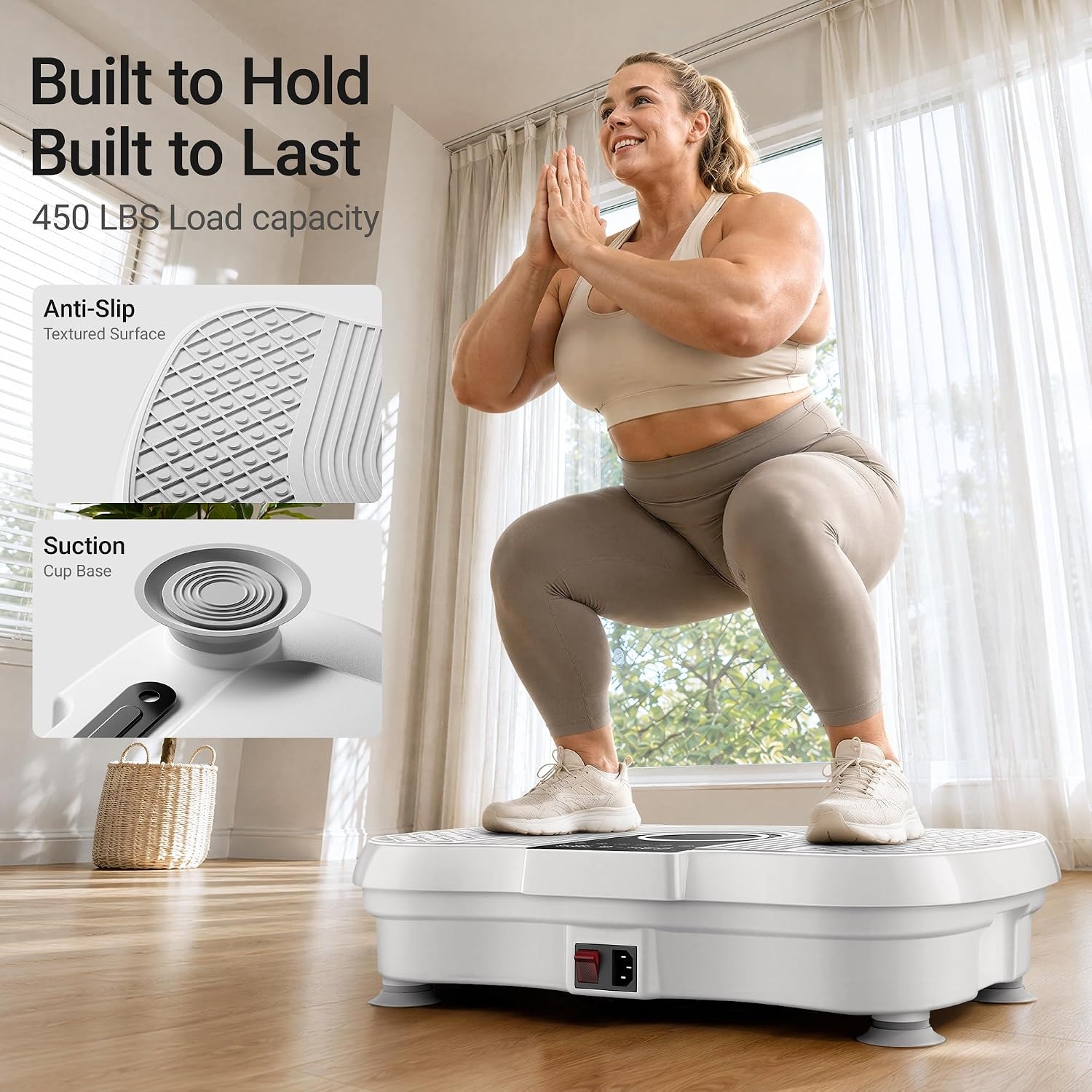 image:imageVibration Plate Exercise Machine 450lbs Capacity Full Body Shaker PlatformOffWhite