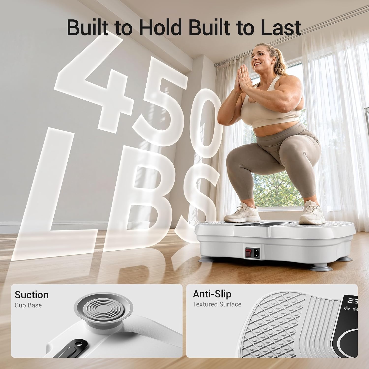 image:imageVibration Plate Exercise Machine 450lbs Capacity Full Body Shaker PlatformOffWhite