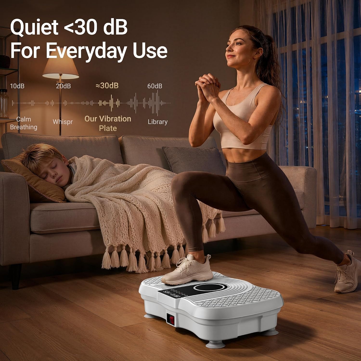 image:imageVibration Plate Exercise Machine 450lbs Capacity Full Body Shaker PlatformOffWhite